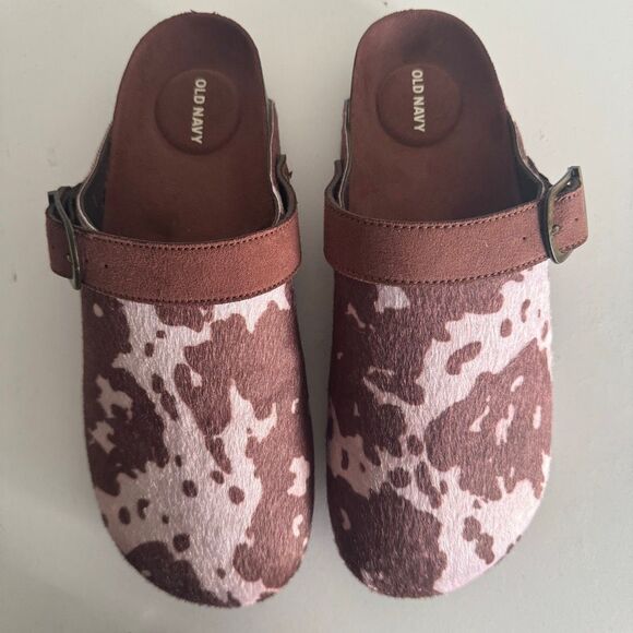 Old Navy Animal Cow Print Side Buckle Clogs Size 9 - Picture 4 of 7